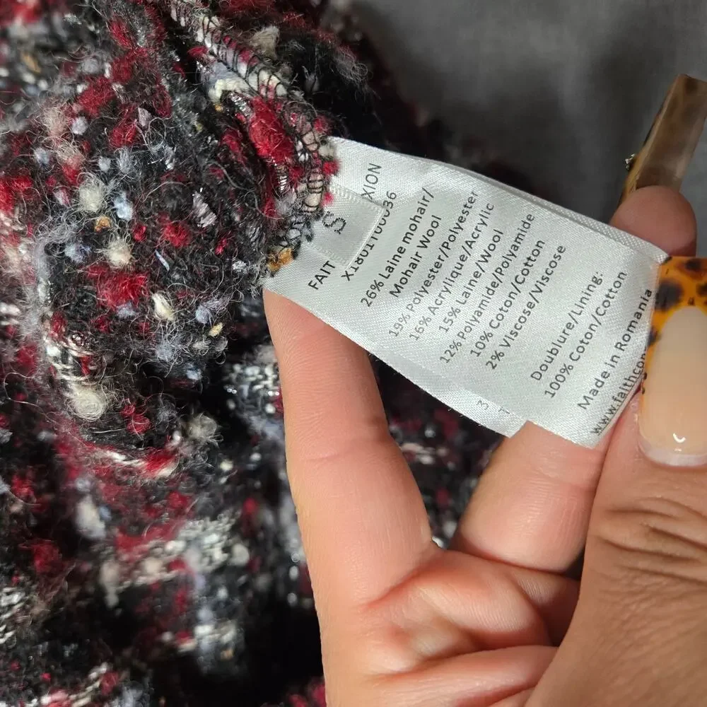 Faith Connexion Red Wool Tweed‎ Shirt Jacket Size: S